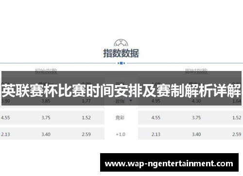 英联赛杯比赛时间安排及赛制解析详解